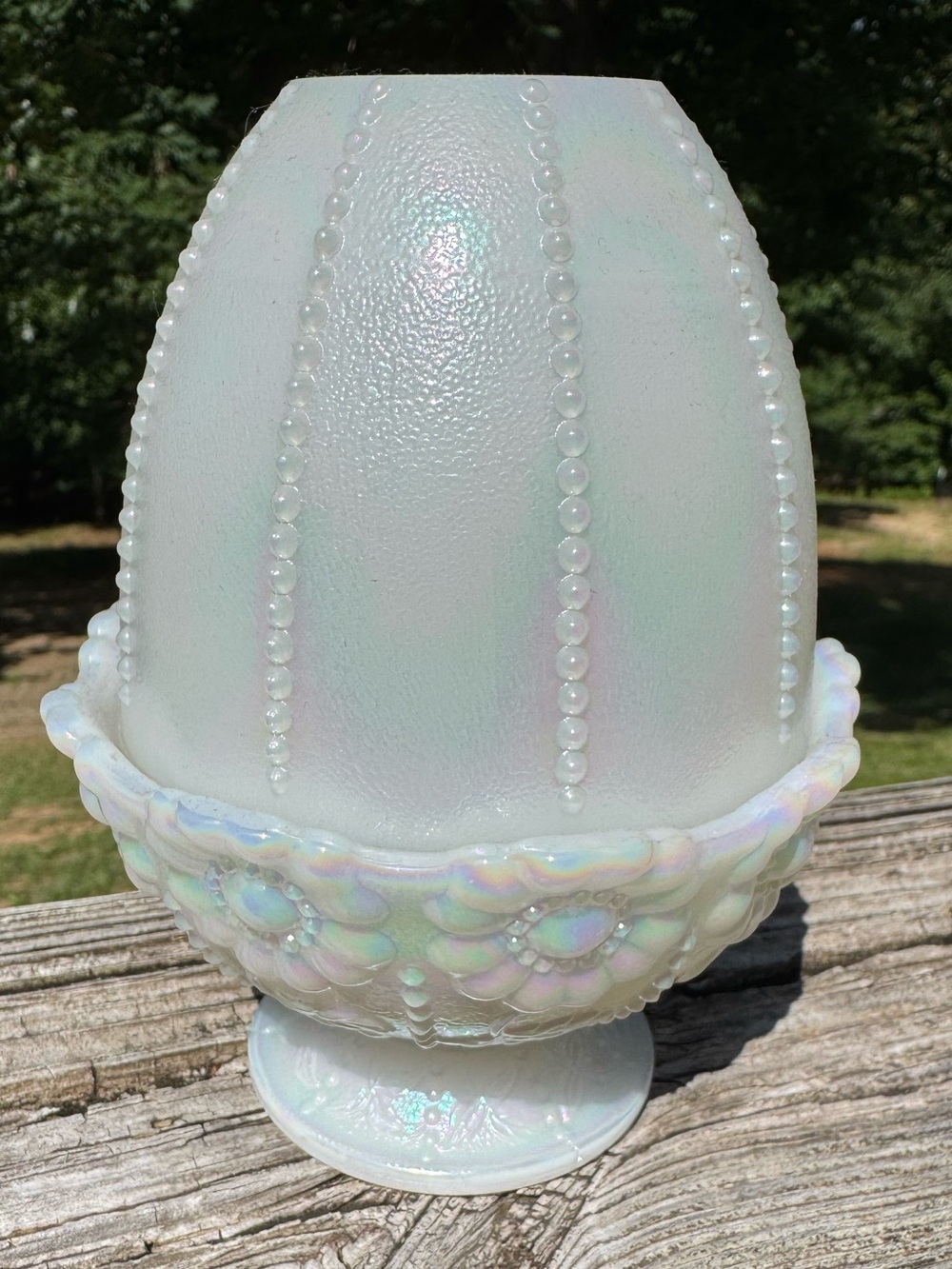 Iridescent Opalescent Beaded fairy lamp Fenton - Picture 1 of 10